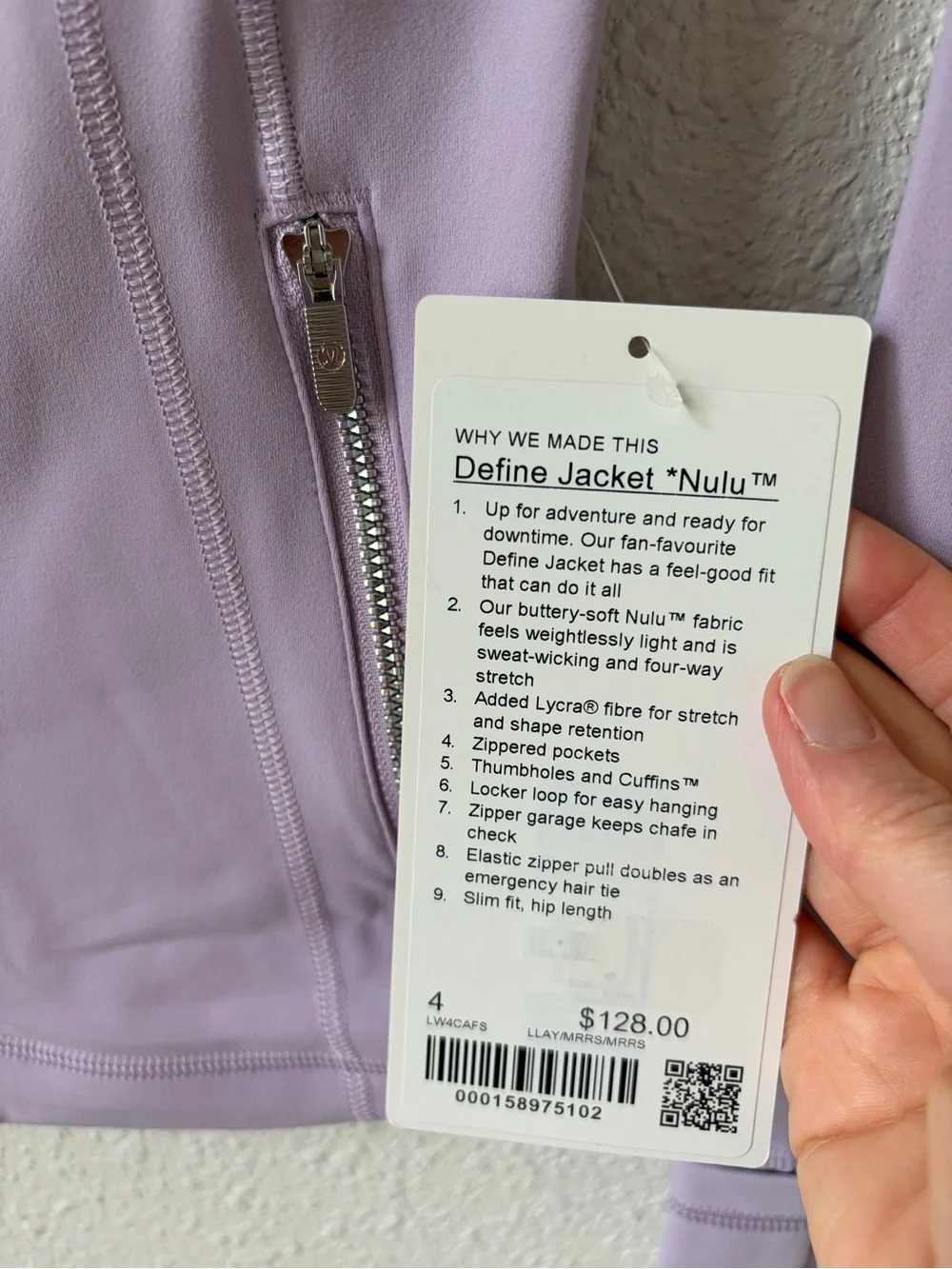 Lululemon Define Jacket Nulu Lilac Play Mirror Silver Size 4 Athleisure Sporty